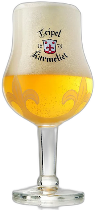 Tripel Karmeliet poured in its branded tulip glass
